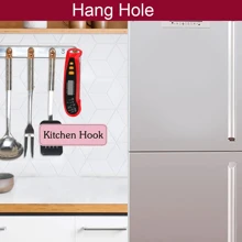 1 Stück faltbarer Handgriff BBQ Temperaturmesser, schnell und genau mit 3-5s Reaktionszeit, hergestellt aus ABS-Material und Edelstahlsonde, gesteuert durch einfachen Berührungsschalter, betrieben mit 7 Batterien, kompakt und tragbar mit faltbarer Sonde für Lagerung und einfachen Transport, Küche, Küchenartikel, Lebensmittel, Kochen, Camping, Urlaub, Strand, Raumdekoration, Organizer, Party, Reise.