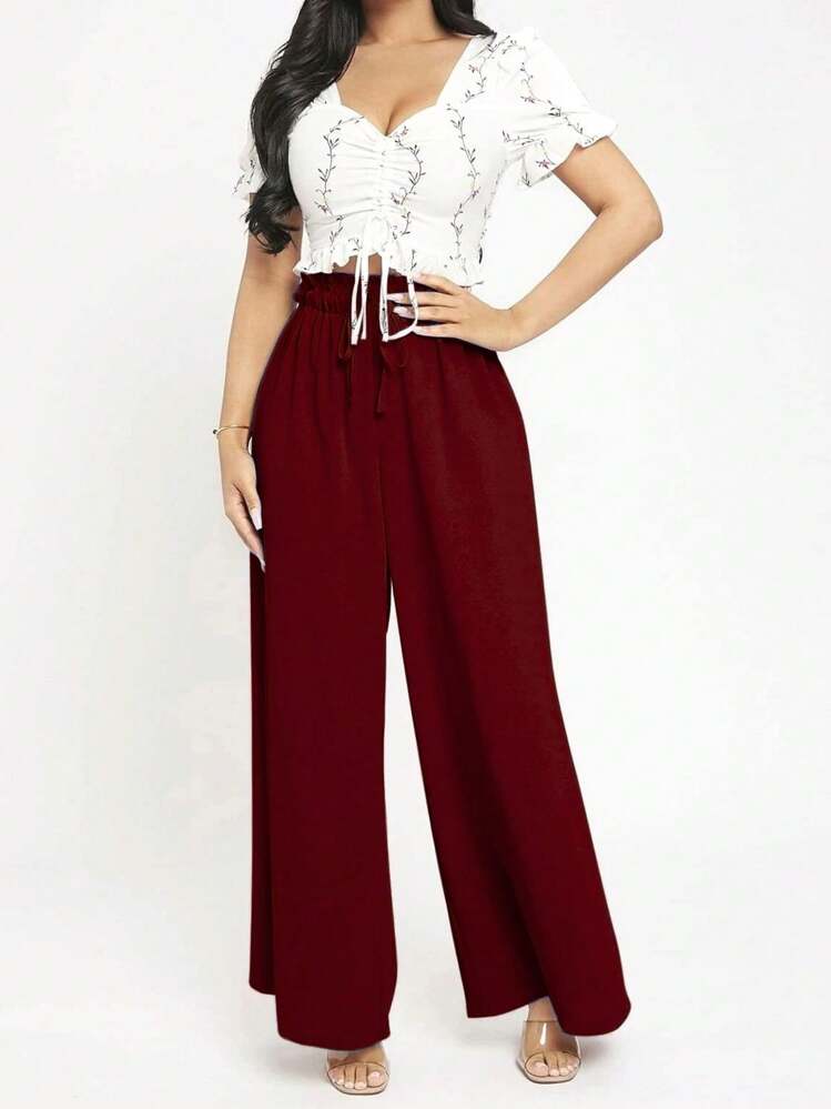 Women Pants - Màu Đỏ Sâu - Xem 1