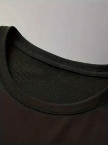 Camiseta Casual de Manga Corta para Hombre, Tops con Estampado de Corona de Primavera y Verano, Camiseta cómoda con Cuello Redondo, Ajuste Regular, Moda versátil, Perfecta para el Uso Diario - Negro - Ver 3