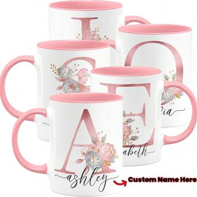 1pc, 11OZ, Personalized Coffee Mug - Gift For Women, Personalized Custom Letter Name Coffee Mug - Design Custom Cup, Ceramic Cup, Novelty Mug, Tea Cup, Summer And Winter Drinkware, Birthday Gift, Family Party Gift, Holiday Gift, Anti-Mold, Reusable Exquisite, Adorable, Modern, Contracted Custom, Personalized For Graduation, For Weddings, For Housewarming Dining Room, Living Room, Bedroom, Office, Tea Room, Home, School,Home Refresh,Customized Mugs,Easy Comfort,Home & Living,Christmas Home Atmosphere, Autumn Home Refresh