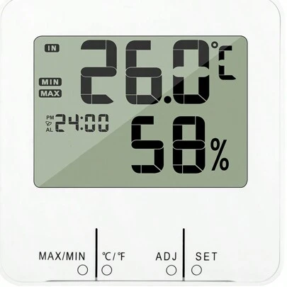 1 件装大屏幕电子数字温度计湿度计，适合室内/室外使用，多功能且时尚，适用于浴室、家居装饰、房间装饰