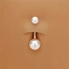 1 Máy Tính Hai Kết Thúc Ngọc Trai Giả Bụng Vòng, Thanh Lịch Rốn Xuyên Thép Không Gỉ Bụng Vòng Trang Trí - Bạc - Xem 1