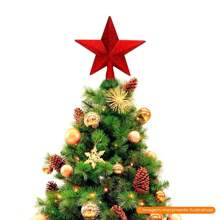 Glitter Christmas Tree Topper Star For Festive Decoration 14cm - Đỏ - Xem 1