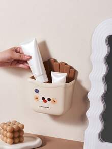 1入創意掛壁式塑料儲物盒，浴室化妝品組織架，多功能筆筒座，家居裝飾儲存容器，適用於廚房、洗手間、臥室 - 彩色 - 查看 4