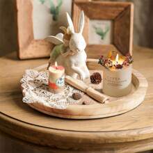 1個鄉村風格木托盤 - 圓形木製服務托盤, 裝飾托盤, 古董中心點蠟燭盤, 農家風格長腳凳托盤, 適用於廚房台面和咖啡桌的家居裝飾 - 棕色 - 查看 5