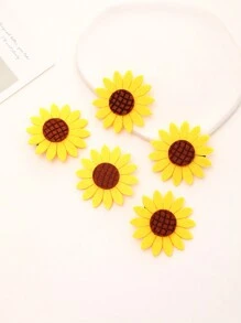 5pcs Cute Sunflower Hair Clips, Fresh Style Flower Hairpins For Bangs And Hair Accessories - Multicolor - View 3