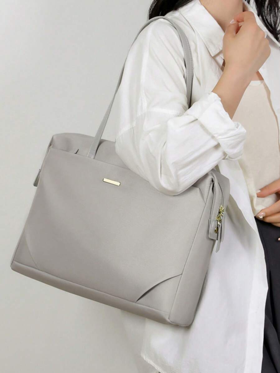 1pc 14 Inches Large Capacity Simple Fashion Multi-Functional Computer Storage Hand Bill Shoulder Laptop Bag Compatible With Macbook