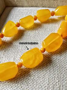Natural Baltic Amber Baroque Necklace Vintage Style With Mellite Asymmetrical Gemstone Of Therapy Fossilize Resin Calm And Peace Fashion Accessorize Fine Gift For Her Anniversary Birthday Mother's Day Presents