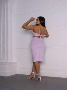 Women Short Dresses - 紫丁香色 - 查看 1