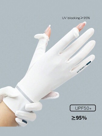 1Pair Lady Sunscreen Ice Silk Gloves Female Summer Sun Protection Gloves Fashion Cycling Driving Running Mittens Thin Anti-UV Gloves Short Flip Touchscreen Driving Cycling Non-Slip Gloves