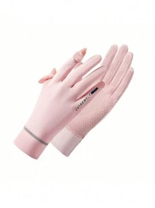 1Pair Lady Sunscreen Ice Silk Gloves Female Summer Sun Protection Gloves Fashion Cycling Driving Running Mittens Thin Anti-UV Gloves Short Flip Touchscreen Driving Cycling Non-Slip Gloves