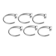 6Pcs Fake Nose Rings For Women Stainless Steel Lip Rings Labret Ring Nostril Hoop Piercing Studs Nose Piercing Jewelry