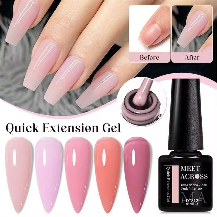 6pcs Gel Nail Extension Kit, Quick Extend Gel Nail Polish Set, 7ml Nail Extension Gel, Hard Gel, Semi-Permanent Acrylic Extension Gel, Crystal White Pink Nail UV Extension Gel, Removable UV Gel Nail Polish, Nail Art Set, Nail Supplies, Nail Design, Home Salon Gift, For Women - Multicolor - View 9