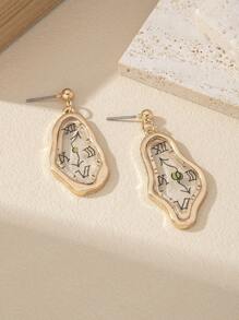1pair New Dali Clock Design Handmade Earrings, Simple & Fashionable Personalized Jewelry - Multicolor - View 5