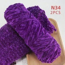 QJH 1pc/2pcs Velvet Chenille Yarn, Soft & Warm Hand Woven Yarn Thread, Perfect For DIY Crochet And Knitting Creative Projects, Ideal For Weaving Scarves, Blankets, Hats, Sweaters