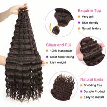 1 包海浪钩针编织发，30 英寸深波浪编织发，适合女士合成卷曲钩针接发，波浪编织发，波西米亚钩针编织发（4#） - 黑棕色 - 查看 3