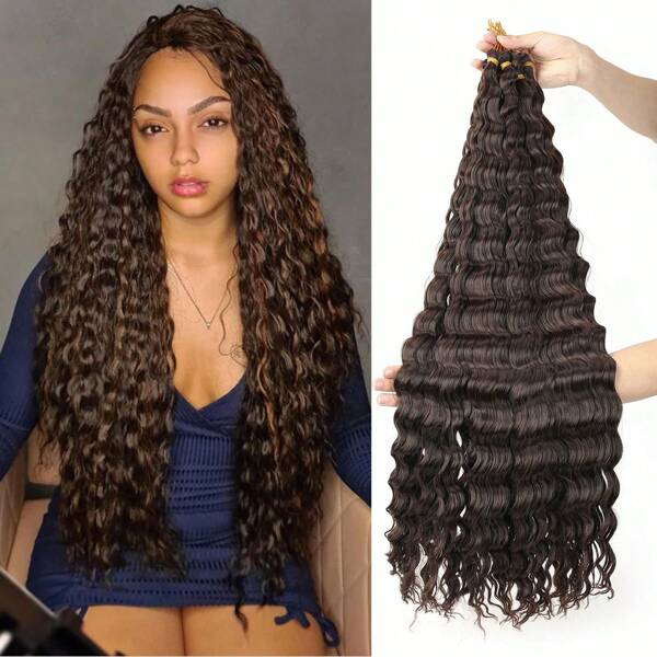 1 Pack Ocean Wave Crochet Hair ,30Inch Deep Wave Braiding Hair For Women Synthetic Curly Crochet Hair Extensions Wavy Braiding Hair Bohemian Crochet Braids(4#)