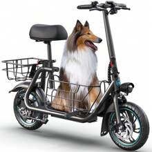 GYROOR Electric Scooter With Seat With 550W Powerful Motor, 20-Mile Range, Speed Up To 18.6MPH, Ample Storage For Pets & Cargo - màu đen - Xem 1
