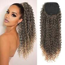 Kinky Curly Ponytail Extension Drawstring Ponytail Kinky Curly Clip In Extensions Ponytail Hair Extensions Hair For Women ,T27 - Blonde Ombre - View 6