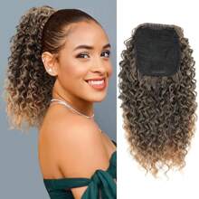 Kinky Curly Ponytail Extension Drawstring Ponytail Kinky Curly Clip In Extensions Ponytail Hair Extensions Hair For Women ,T27 - Blonde Ombre - View 1