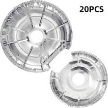 20 pièces Couvertures de brûleur en papier aluminium pour cuisinière, forme ronde (10 pièces de 6 pouces, 10 pièces de 8 pouces), gardez la zone de la cuisine propre, empêchez les éclaboussures d'aliments et d'huile, protégez votre cuisinière électrique, cuisinez, ustensiles de cuisine, nourriture, camping, vacances, plage, décoration de chambre, organisateur, fête, voyage. - Argent - Voir 1