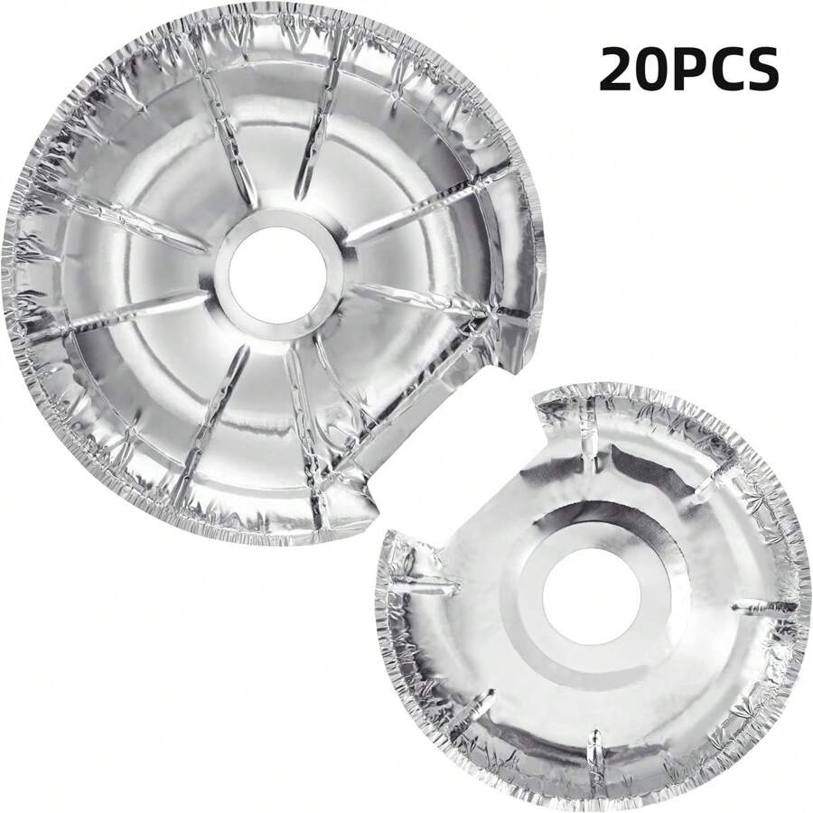 20 pièces Couvertures de brûleur en papier aluminium pour cuisinière, forme ronde (10 pièces de 6 pouces, 10 pièces de 8 pouces), gardez la zone de la cuisine propre, empêchez les éclaboussures d'aliments et d'huile, protégez votre cuisinière électrique, cuisinez, ustensiles de cuisine, nourriture, camping, vacances, plage, décoration de chambre, organisateur, fête, voyage. - Argent - Voir 1