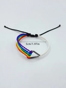 1pc Fashionable Waterproof Wax Thread Handwoven Rainbow Bracelet, Suitable For Men's Daily Wear - Seven Color Hand-woven Bracelet - View 2