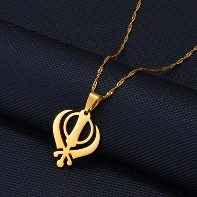 1pc Necklace Pendant Khanda Jewelry Black/Gold Color Necklaces India Pakistan Malaysia Punjab Religious
