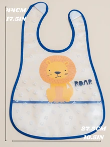 2入組卡通動物圖案PEVA防水圍兜適用於嬰兒餵養 - 藍色 - 查看 9