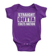 Baby Boy Straight Outta Colts Nation Football One-Piece Romper Bodysuit And T-Shirt - 紫色 - 查看 8