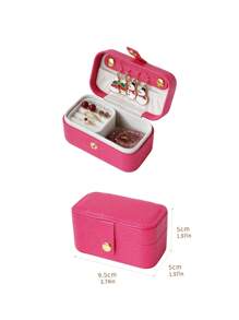 CASEGRACE 1 pièce Boîte à bijoux de voyage en PU, étui à bijoux pour femmes, organisateur portable | Petit étui à bijoux | Cadeau d'anniversaire pour femmes, cadeau pour petite amie, support à bijoux multi-grille, retour à l'école