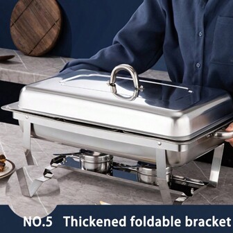 6pcs Self-Help Buffet Stove Set, Stainless Steel Food Heating Kit, Includes 1 Lid, Food Plate, Water Plate, 2 Alcohol Fuel Stoves, 1 Rack, Suitable For Restaurant, Catering, Party, Outdoor BBQ, Foldable,Kitchen,Christmas Gift