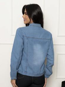 Women Denim Jackets & Coats - Rửa nhẹ - Xem 2