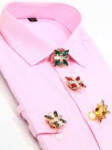 2PCS Crystal Button Covers For Men's Shirts Unique Design Cufflinks,Clothing Accessories Jewelry Sleeve Buttons Luxurious Rhinestones Star 4-Pointed Shirt Collar Accessories Suitable For Formal Wear And Weddings - Star - View 10