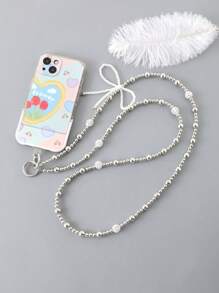 珍珠串珠蝴蝶结手机挂绳，带透明卡夹，适合送给母亲、家人、朋友、生日、节日的礼物，手机挂饰，手机链 - 彩色 - 查看 12