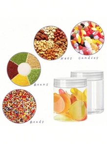 5 件/10 件储物容器，带盖透明塑料罐，宽口可再填充储物容器，空圆形容器，用于糖果、珠子、乳液和零食，厨房收纳和储物，厨房配件 - 無色 - 查看 2
