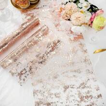 1 pieza Corredor de mesa brillante con malla metálica con purpurina para mesa de decoración de eventos, bodas, duchas nupciales, fiestas de cumpleaños