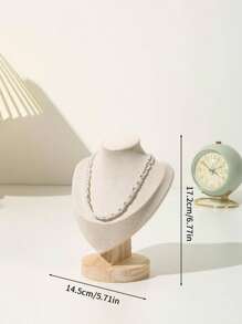 木制人体模型珠宝展示架，台面项链展示柜，珠宝道具，配饰展示架，项链挂钩，返校 - 米色 - 查看 4