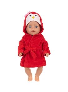 18英寸娃娃衣服，可爱动物睡衣长袍，粉色兔子，红色啄木鸟，蓝色熊，绿色恐龙，兼容43厘米娃娃儿童玩具（不含娃娃）