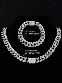 Hiphop Style Man Name Letter Chain Bracelet Jewelry Fashion Style Zinc Alloy Material Rhinestone Inset Link Chain Bracelet - Silver - View 10