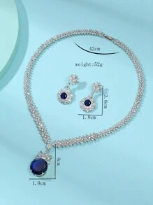 1 set/3 buc. Set de colier și cercei din zirconiu cubic la modă europeană și americană, decorați cu flori, bijuterii de ultimă generație pentru nunți și banchete, potrivite pentru ocazii de festivaluri pentru femei Valentine, mame, mame, ziua mamei, cadou