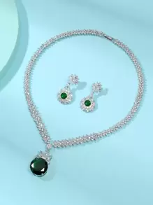1 set/3 buc. Set de colier și cercei din zirconiu cubic la modă europeană și americană, decorați cu flori, bijuterii de ultimă generație pentru nunți și banchete, potrivite pentru ocazii de festivaluri pentru femei Valentine, mame, mame, ziua mamei, cadou