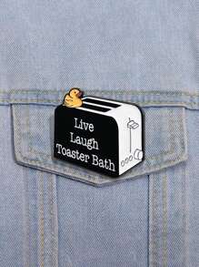 1pc Creative Live Laugh Toaster Bath Cartoon Bread Toaster Shaped Design Brooch Pin Badge For Everyday Wear, Unisex
