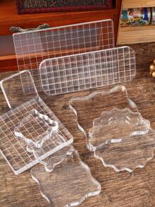 1PC Transparent Simple Acrylic Sheet With Grid Lines Silicone Stamp With Tools 0.39inch Thick, 9 Specifications To Choose From, Suitable For Scrapbook Craft Card Making, DIY Album Card Decoration Back To School - Clear - View 1