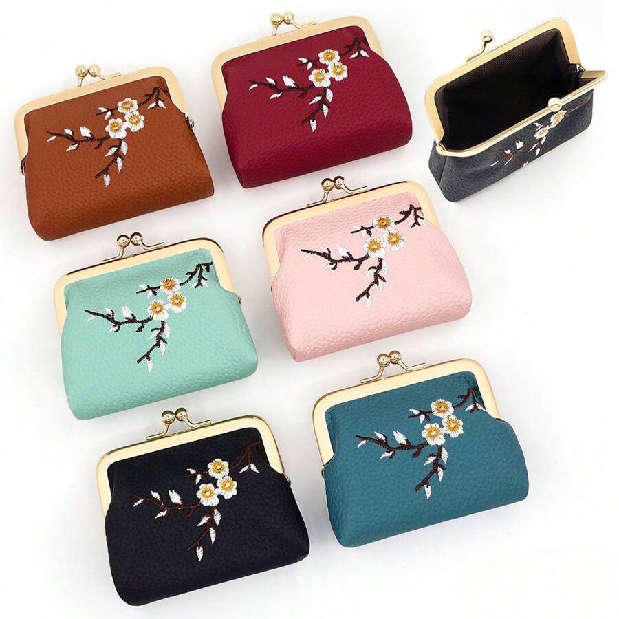 PU Card Holder Clutch Bag Retro Embroidered Iron Clip Multi-Functional Wallet In Various Colors Wholesale For Women Wallet Mini Wallet Purse Wallet Coin Wallet - Red - View 1