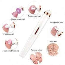 1 Stück wiederaufladbarer 5-in-1 Elektrischer Nagelpolierstift für Zuhause, wiederaufladbarer tragbarer Nagelschleifer mit geringem Geräuschpegel, professionelles Maniküre und Pediküreset