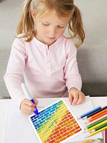 1 pieza Plantilla DIY para Pintura en Hueco con Patrón Geométrico de Pared de Ladrillos - 6x8 pulgadas C - Ver 2