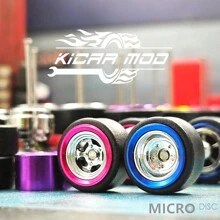 Kicarmod Ruedas 1/64 para modelo de auto con llantas de goma y aros de metal de piezas de repuesto de electro..platación de la serie True Rider de cultura de auto premium, accesorios de detalle de material de metal y goma para modificación de colección de modelos de jugadores - Multicolor - Ver 1