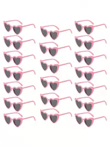 20 件女士新款不对称心形眼镜，独特的心形设计，多色装饰，时尚眼镜，适合夏季海滩度假、户外、旅行的假日装扮 - 彩色 - 查看 2