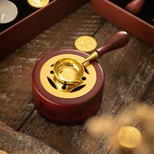 1set Wax Seal Warmer Kit, Wooden Wax Seal Furnace With Melting Spoon Seal Wax Melting Furnace Tool For Melting Wax Seal Beads Or Sealing Wax Sticks Back To School,Back To School,School Supplies